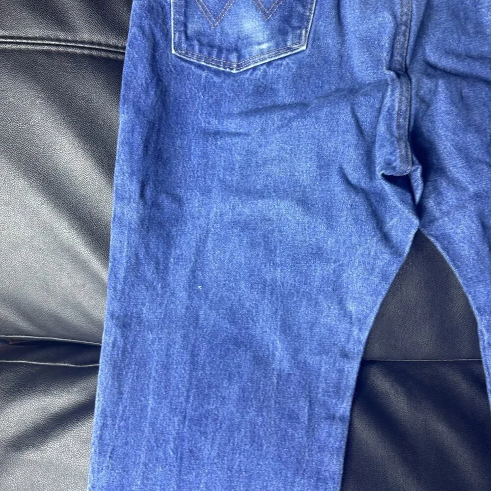 Wrangler Men's‎ Straight Leg Jeans Blue Denim Faded Flat Front 5-Pocket 38x33